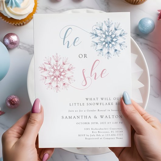 リトルスノーフレークジェンダーリビールパーティの招待状 招待状