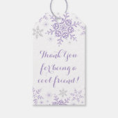 リトルスノーフレークパープルシルバーグリッター誕生日 ギフトタグ (正面)