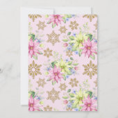 リトルスノーフレークピンクフローラベビーカー赤ちゃんシャワー 招待状 (裏面)