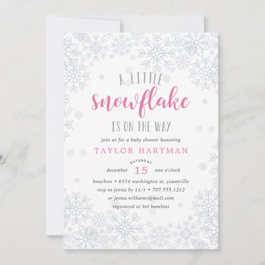 リトルスノーフレークベビーシャワー招待状 招待状 (正面)
