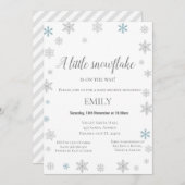 リトルスノーフレーク冬招待状-ベビーシャワー 招待状 (正面/裏面)