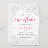 リトルスノーフレーク子供の誕生日パーティの招待状 招待状 (正面)