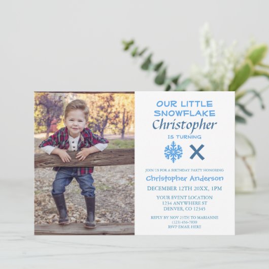 リトルスノーフレーク子供の誕生日招待状 招待状 (スタンド正面)