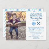 リトルスノーフレーク子供の誕生日招待状 招待状 (正面/裏面)