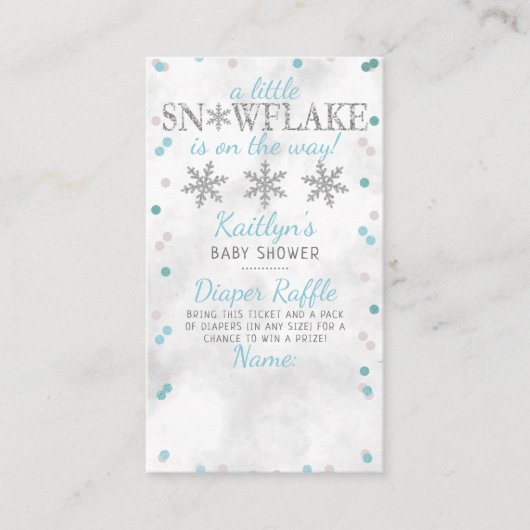 リトルスノーフレーク少年たち冬の赤ちゃんシャワーおむつ エンクロージャーカード (正面)