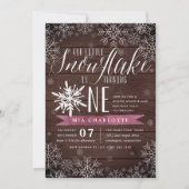 リトルスノーフレーク梅素朴ウッドファースト誕生日 招待状 (正面)