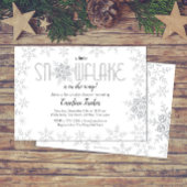 リトルスノーフレーク赤ちゃんシャワーグレー&シルバーグリッター 招待状