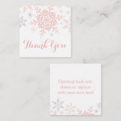 リトルスノーフレーク赤ちゃんシャワーメッセージカードピンクシルバー スクエア名刺 (正面/裏面)