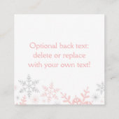 リトルスノーフレーク赤ちゃんシャワーメッセージカードピンクシルバー スクエア名刺 (裏面)