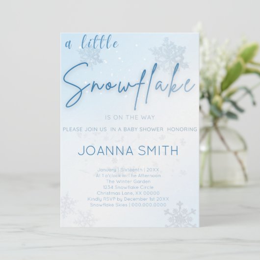 リトルスノーフレーク赤ちゃんシャワー招待状、冬 招待状 (スタンド正面)