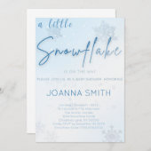 リトルスノーフレーク赤ちゃんシャワー招待状、冬 招待状 (正面/裏面)