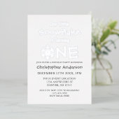 リトルスノーフレーク1歳の誕生日 箔招待状 (立ち正面)