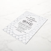 リトルスノーフレーク1歳の誕生日 箔招待状 (回転した状態)