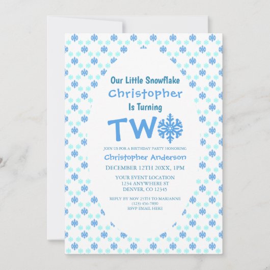 リトルスノーフレーク2歳の誕生日 招待状 (正面)