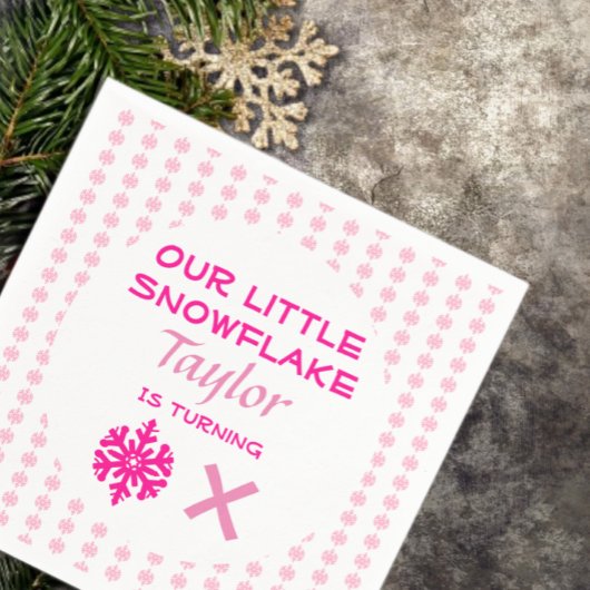 リトルスノーフレークanyエイジ誕生日 スタンダードカクテルナプキン