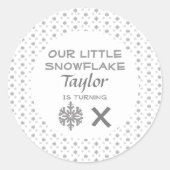 リトルスノーフレークanyエイジ誕生日 ラウンドシール (正面)