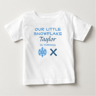 リトルスノーフレークany年齢誕生日ベビーTシャツ ベビーTシャツ