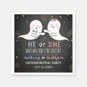 リトルスピリットのハロウィーン幽霊たちジェンダーがパーティーを明かす スタンダードカクテルナプキン (正面)