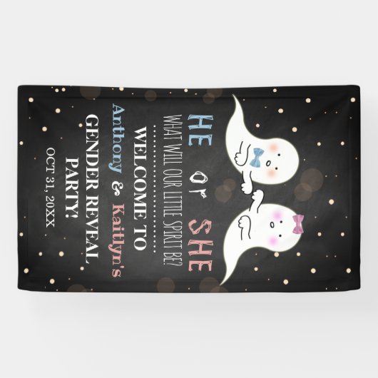 リトルスピリットのハロウィーン幽霊たちジェンダーがパーティーを明かす 横断幕 (横)