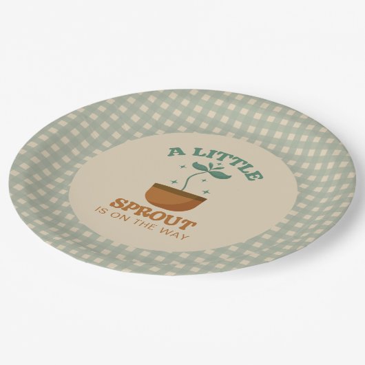 リトルスプラウツガーデンパーティーベビーシャワー ペーパープレート (アングル)