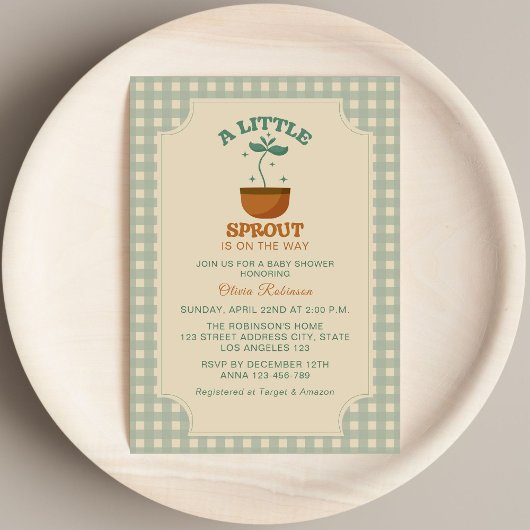 リトルスプラウツガーデンパーティーベビーシャワー 招待状