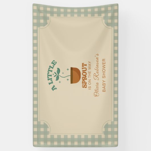 リトルスプラウツガーデンパーティーベビーシャワー 横断幕 (縦)