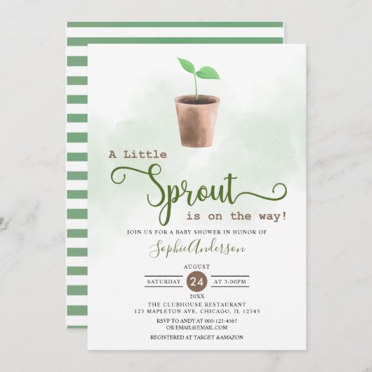 リトルスプラウトが生まれる ガーデニング ベイビーシャワー 招待状 (正面/裏面)