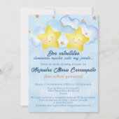 リトルスペインのスターズブルーツインボーイズ赤ちゃんシャワー 招待状 (正面)