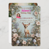 リトルスポッテッドディアウッドランド誕生日招待状- 招待状 (正面/裏面)