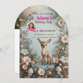 リトルスポッテッドディアウッドランド誕生日招待状- 招待状 (正面/裏面)