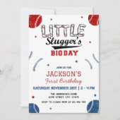 リトルスラッガーのビッグデーI第1野球誕生日 招待状 (正面)