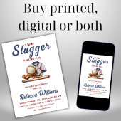 リトルスラッガーブルーボーイズスポーツ野球ベビーシャワー 招待状