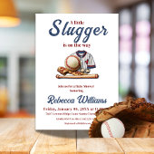 リトルスラッガーブルーボーイズスポーツ野球ベビーシャワー 招待状