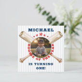 リトルスラッガーベースボールフォト誕生日招待状 招待状 (スタンド正面)