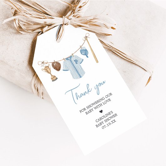 リトルスラッガー野球ベビーシャワーメッセージカード ギフトタグ