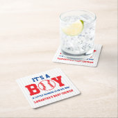 リトルスラッガー野球少年の赤ちゃんシャワー スクエアペーパーコースター (インサイチュ)