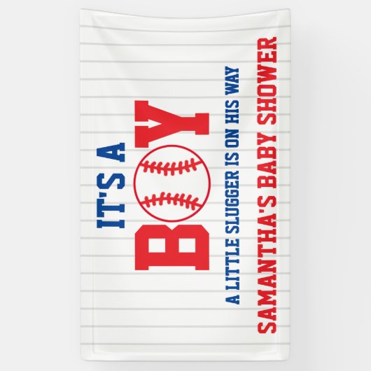 リトルスラッガー野球少年の赤ちゃんシャワー 横断幕 (縦)