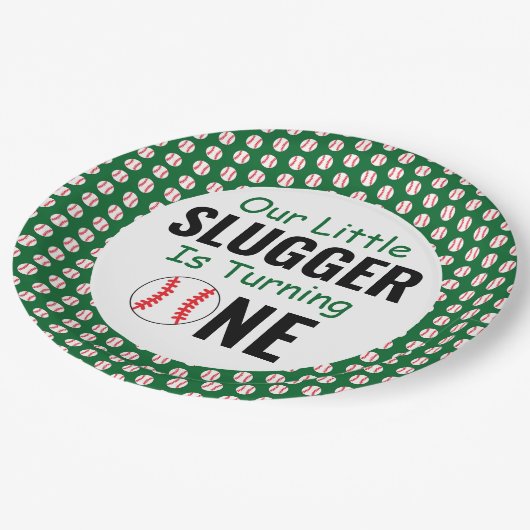 リトルスラッガー野球1歳の誕生日 ペーパープレート (アングル)