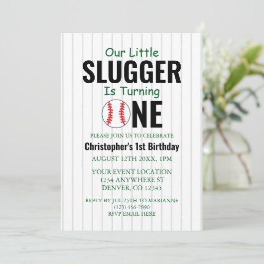 リトルスラッガー野球1歳の誕生日 招待状 (スタンド正面)