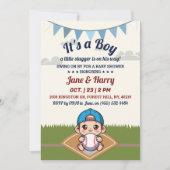 リトルスラッガー ベースボールベイビー ボーイシャワーのご招待 招待状 (正面)