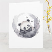 リトルスリーピーウォーターカラーベビーパンダベア カード (黄色い花)