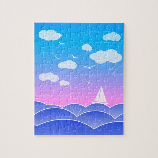 リトルセイボートブルー海シースケープチルドレン ジグソーパズル (縦)