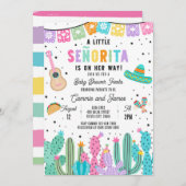 リトルセニョリータ オン ザ ウェイ ガール フィエスタ ベイビー シャワー 招待状 (正面/裏面)