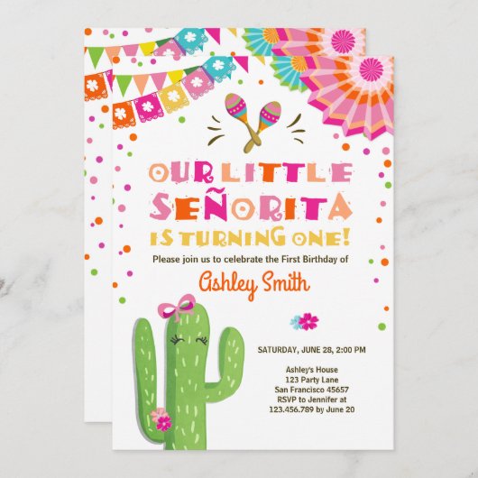 リトルセノリタフィエスタサボクスクファースト誕生日 招待状 (正面/裏面)