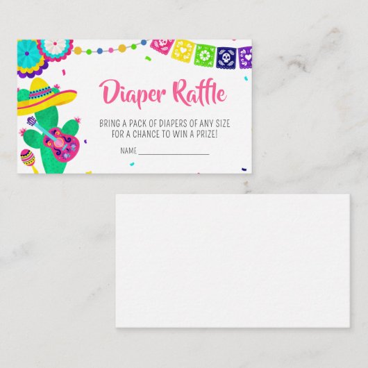 リトルセノリタフィエスタベビーシャワーおむつラッフル エンクロージャーカード (正面/裏面)