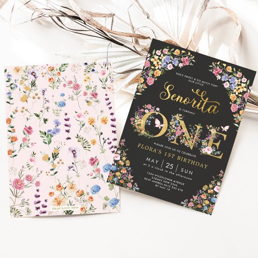 リトルセノリタフィエスタワイルドフラワー1st誕生日 招待状