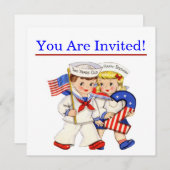 リトルセーラーツインズ2歳の誕生日パーティー 招待状 (正面/裏面)