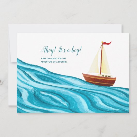 リトルセーラーベビー航海のシャワー招待状 招待状 (裏面)