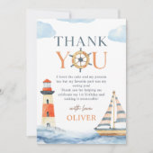 リトルセーラー航海のブルーパステル1st誕生日 サンキューカード (正面)