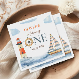 リトルセーラー航海のブルーパステル1st誕生日 スタンダードカクテルナプキン